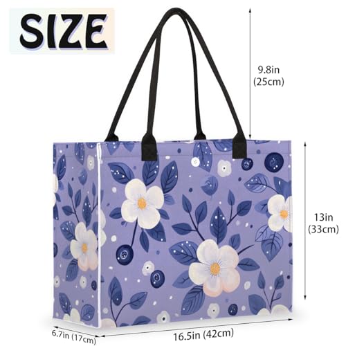 Artistic Flowers Purple Plants Tote Bag for Women Large Beach Bag Reusable Tote Bags for Work Travel Beach Shopping2