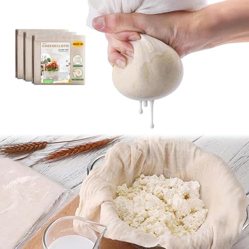 2 Cheese Cloths for Straining 20x20 Inch 100 Grade Unbleached Cotton - Reusable Muslin Cheese Cloth for Nut Milks Yogurt Cheese Making Cooking Turkey (Pre-cut and Crimped)