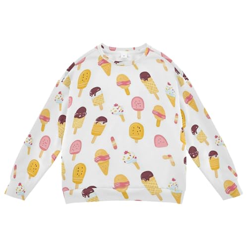 JUNZAN Ice Cream White Kids Boys Sweatshirt Hoodie Long Sleeve Kids Hoodies Boys Camping 4T