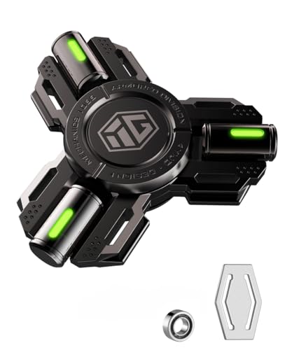 Image of Fidget Spinners, Fidget Spinner Gifts for Adults and Kids, Stress Anxiety ADHD Relief Figets Toy, Metal Finger Hand Spinner Toys with Luminous Light, Spinner Absorb Solar Light Then Release in Dark