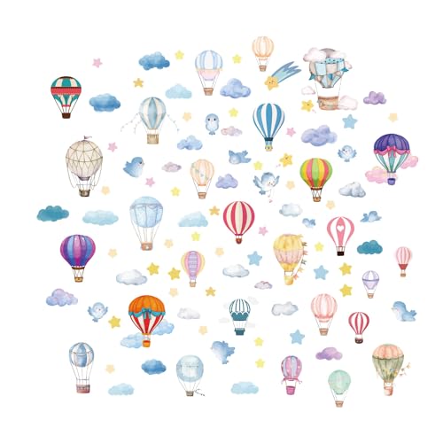 ORIGACH 9 Sheets Hot Air Balloons Window Clings Garden Window Decals Glass Doors Anti-Collision Stickers for Home Supplies Shop Glass Display Decoration