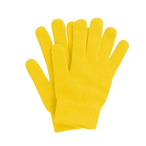 DOOVID Unisex Adult Knit Gloves Winter Warm Magic Gloves for Women Men Stretch Yellow