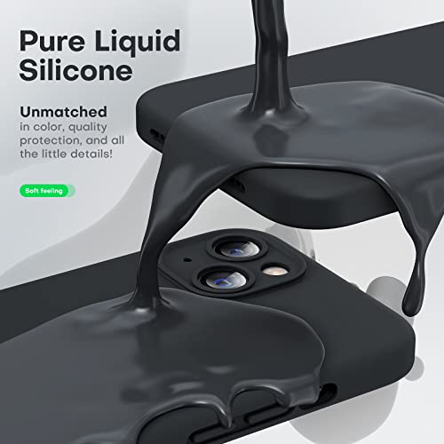 Hatoshi For Iphone 13 Case, Liquid Silicone Upgraded [Camera Protection] With [2 Screen Protectors], Soft Anti-Scratch Microfiber Lining Shockproof Phone Case For Iphone 13 6.1 Inch, Space Black #TOP2