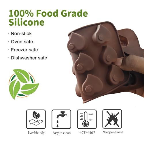Image of HS Heart dot Silicone Mould, Non-Stick Food Grade Silicone Mould for Chocolate, Candy, Jelly & Ice Cube (Brown)