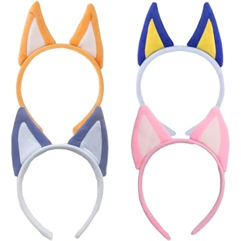 LOKESI 4PCS Dog Ears Headbands Cute Plush Animal Ears Headwear Cosplay Costume Headband Accessories for Halloween Kids Birthday Party Supplies Cover