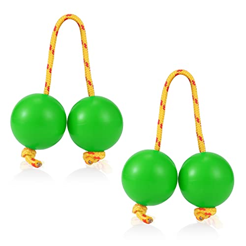 2 Pairs of Aslatuas Rhythmic Ball, Kashaka Shaker Instrument Classical African Shaker Rattle Hand Percussion for Kids Adults Weddings Parties Musical Class (green)
