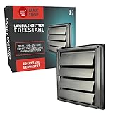 MKK - 10798-006 - Edelstahl Ablufthaube Lüftungsgitter Abluftgitter für außen säurebeständig für Abluftsysteme Edelstahlgitter mit Lamellen Ø 150 mm