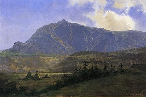 Tableau Campement indien Albert Bierstadt Toile Épaisse Contre les Murs Vides 60x90