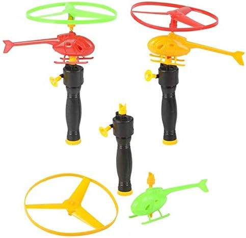 Paquete de 12  Juego de helicóptero volador con cordón para niños, divertidos juguetes de mosca para interiores o exteriores, grandes recuerdos de