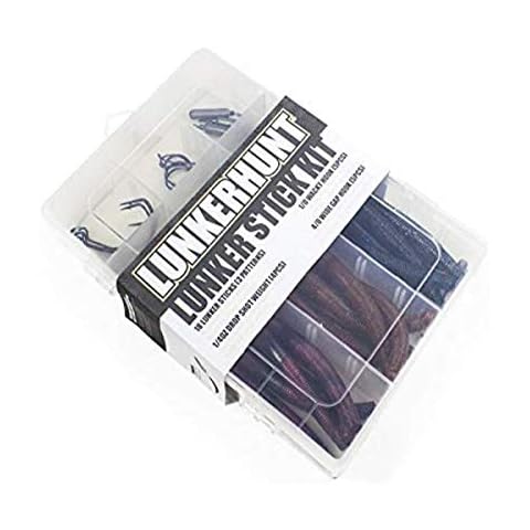 LUNKERHUNT Wacky Worms for Fishing | Soft Plastic Baits Kit with 18 Fishing Worms, 5 Wacky Rig Hooks, 4 Drop Shot Weight, and 5 Wide Fishing Hook | 5in Salt-Impregnated Stick Baits Cover