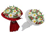 ramos flores golosinas Estupendo lote de 2 ramos hechos con golosinas en colores blanco y rojo. ideales para cumpleaños, bodas, bautizos, comuniones o celebraciones.