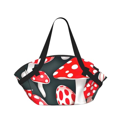 Sac de camping pliable champignon rouge et blanc avec tapis pour pique-nique et parc