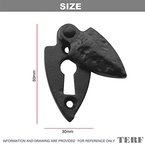 TERF® Traditional Vintage Style Antique Black Escutcheon Covered 60mm Keyhole Cover Escutcheon Including Fixing Screw - Pack of 2 - Image 3