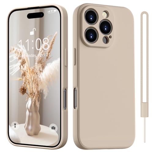 HGH für iPhone 16 Pro Hülle Silikon mit Lanyard, Handyhülle für iPhone 16 Pro Dünn Rundumschutz mit Microfiber-Innenfutt...
