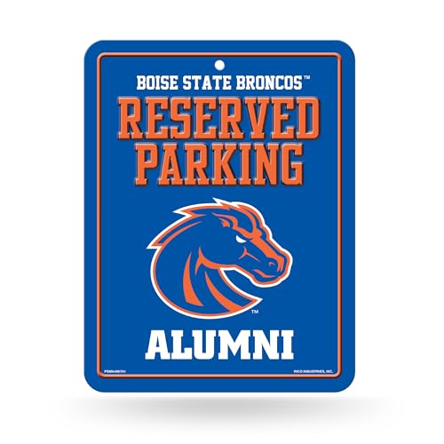 Rico Industries NCAA Boise State Broncos 8.5" x 11" Carbon Fiber Metal Parking Sign - Great for Man Cave, Bed Room, Office, Home Décor