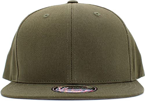 Image of KBETHOS Classic Snapback Hat Blank Cap Underbrim Cotton Wool Blend Flat Visor Adjustable Unisex
