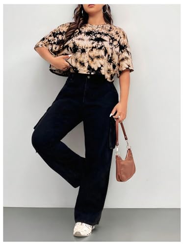 Women's Plus Size Y2K Tie Dye T Shirt Summer Crew Neck Crop Top Short Sleeve Shirts Casual Tee Top3