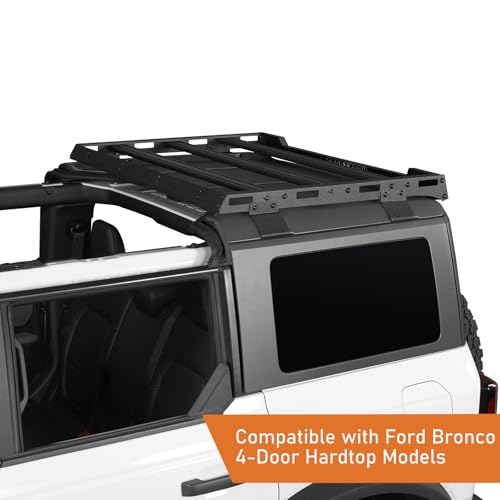 Image of Hooke Road Bronco Half Short Roof Rack Rear Cargo Basket Crossbar for 2021-2026 Ford Bronco 4 Door Hardtop (Exclude Bronco Sport)