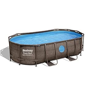 Bestway® Vervangend zwembad (zonder accessoires) Power Steel™ Swim Vista Series™ Frame Pool / Opzetzwembad, 427 x 250 x 100 cm, ovaal, bruine rotan-look