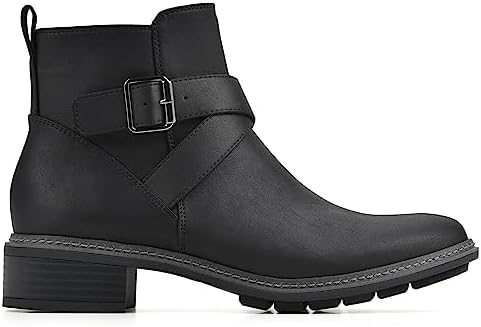 CLIFFS BY WHITE MOUNTAIN Women's Shoes Elie Stacked Heel Ankle Bootie, Black/Fabric, 8 M | Image 5