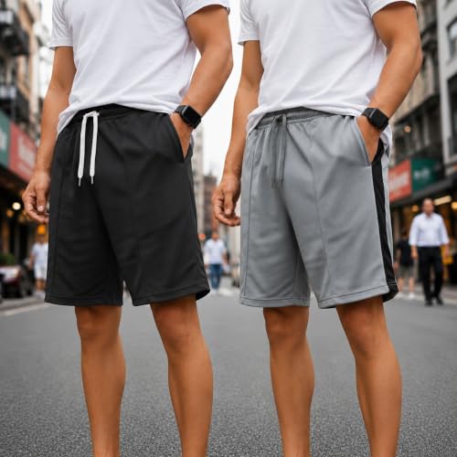Image of Mack Jonney Men's Shorts Pack of 2 | Comfortable Casual, Sports & Lounge Shorts for Men | Regular Fit-MJ .3