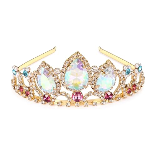 Rapunzel Tiara Princess Crown Tangled Inspired Halloween Costume Aurora Borealis Stone Sparkle Gold Crown Sweet Gift