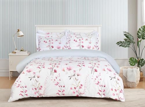 Majestic Giftware Madison Linen 4 Pcs Twin Size Bedding Set (BL509-T-4pcs) Easy Care - Daisy Dreams 300 100% TC Cotton Sateen | 1 Fitted Sheet, 1 Duvet, 2 Pillowcases - Ritz Collection