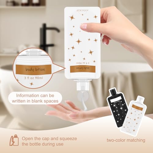 8 Pack Travel Pouches for Toiletries, Refillable squeeze Liquid travel pouches,Travel Shampoo and Conditioner Pouches,3oz leak proof travel pouches (Star)3