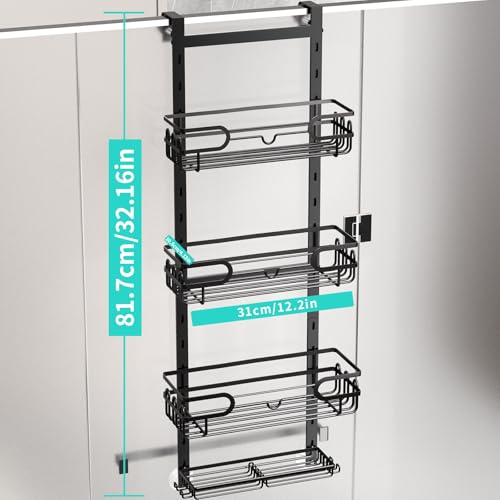 HapiRm Shower Caddy Hanging Black - 4 Tier Over Door Shower Caddy with 2 Soap Holders, Adjustable Bathroom Shelf with 22 Hooks, Rustproof Easy Installation Shelf Organiser Hanging for Bathroom - Cosy Home Interiors HapiRm Shower Caddy Hanging Black - 4 Tier Over Door Shower Caddy with 2 Soap Holders, Adjustable Bathroom Shelf with 22 Hooks, Rustproof Easy Installation Shelf Organiser Hanging for Bathroom - Image 8