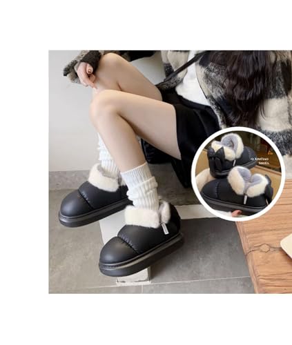 Cute Bow Snow Boots Winter Waterproof Slip Resistant Cold Weather Shoes Indoor Outdoor Warm Fuzzy Fluffy Slippers2