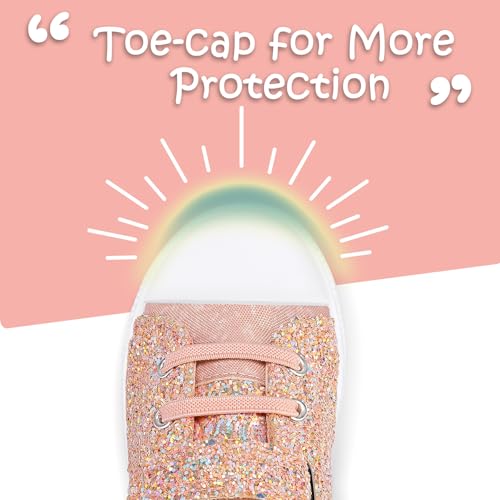 K KomForme Toddler Shoes Boys Girls Canvas Sneakers, Size 5 Toddler, Glitter Pink