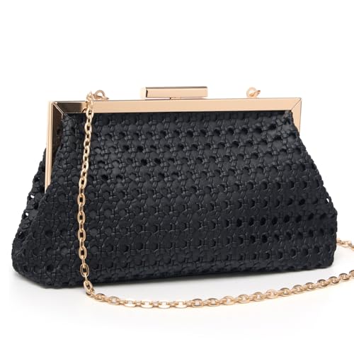 Image of DETARA Woven Evening Bag Clutch Purses for Women Fashion PU Leather Crossbody Purse for Wedding Party and Prom