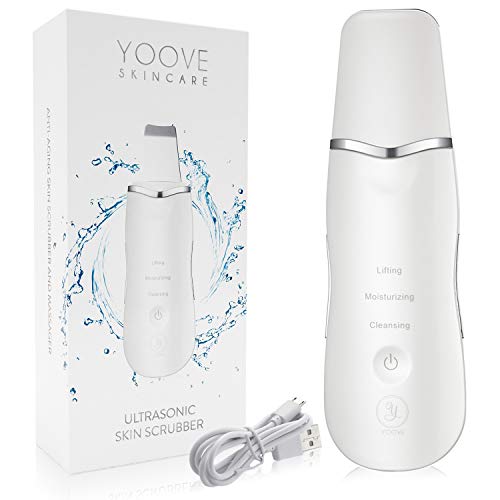 Ultrasonic Skin Scrubber aka Facial Spatula by YOOVE | Face & Body Exfoliator Scrub, Comedone Extractor & Blackhead Remover | 2019 Premium Beauty Tool