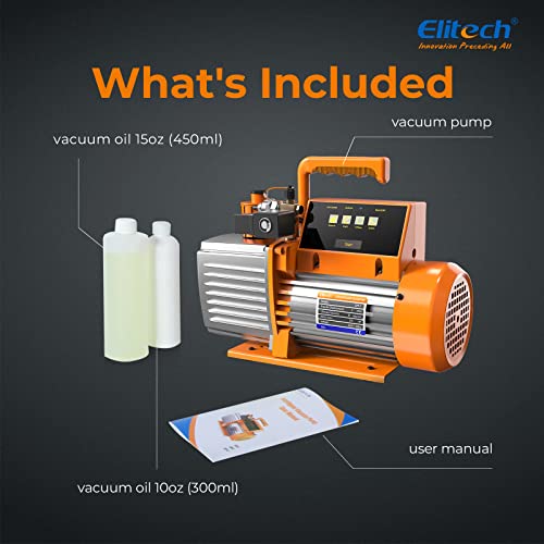 Elitech 7 Cfm Vacuum Pump Intelligent Hvac Vacuum Pump, Heated Diode Refrigerants Leak Detector #TOP5