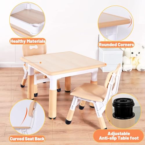 Image of Snazzy Height Adjustable Toddler Kids Table and 2 Chairs Set, for Crafts Table, for Classrooms Homes,