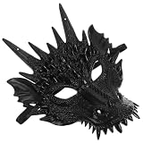 WRITWAA Maschera Accessorio di Testa in Nera Plastica Riutilizzabile Drago e Confortevole per Carnevale, Feste e Cosplay Adulto per Costume da Festa