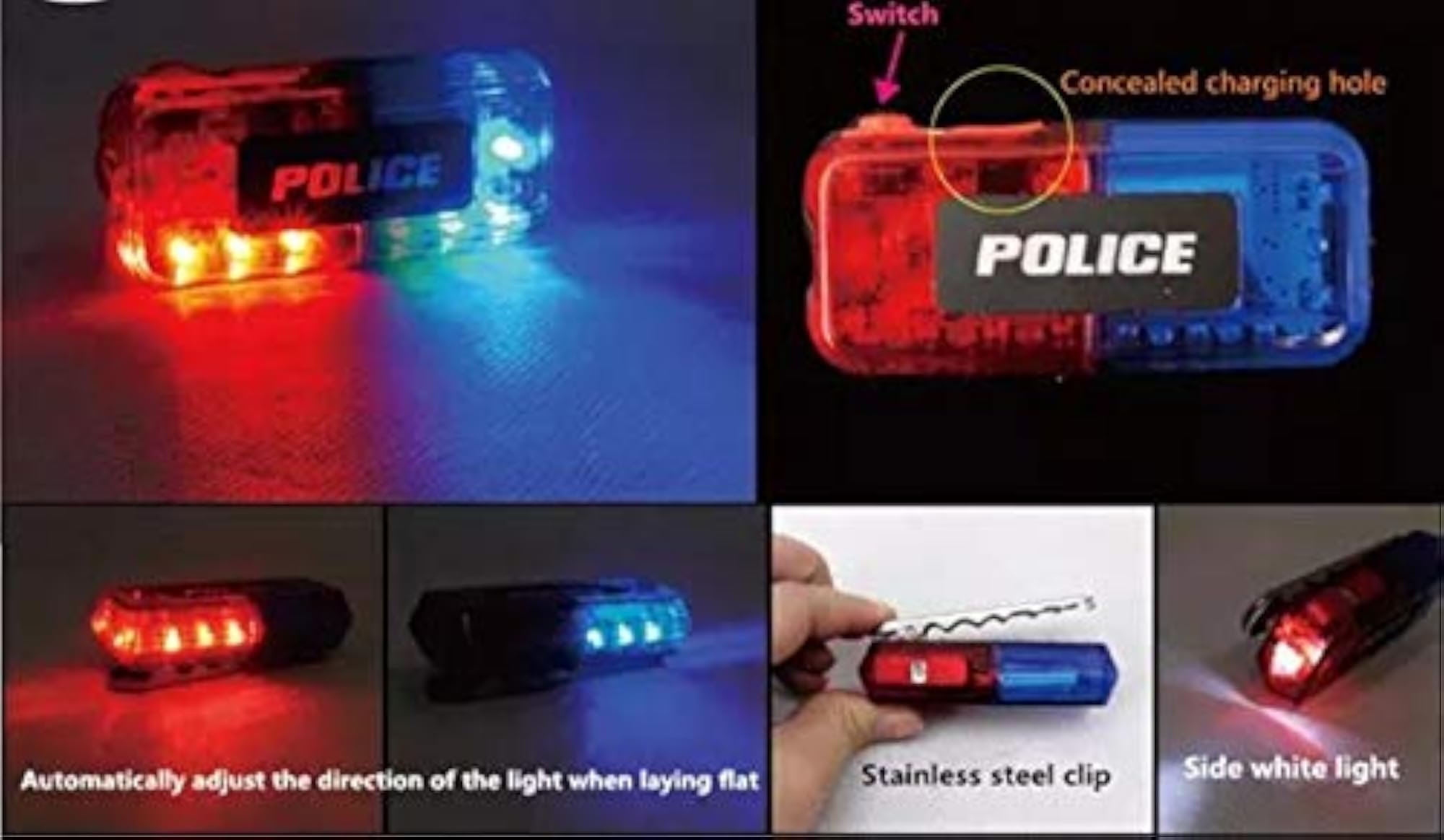 Police LED Flashing Warning Shoulder Light Safety Clip Lamp