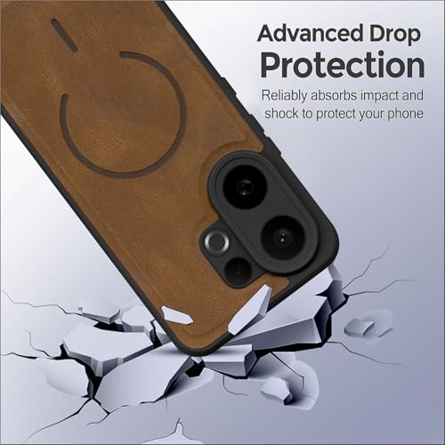 Image of SBMS Back Cover for Vivo V60 5G /T4 Pro /V60E | Ultra Slim Soft Rubberised Hard Case | Oil Feel Soft Leather Back | Mag-Safe Design (Mag-Safe Not Support) | Camera Protection Case for Vivo V60 (Brown)