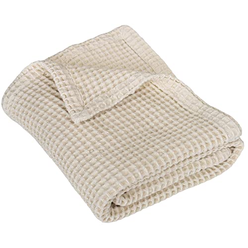 Image of 100% Cotton Waffle Baby Blanket - Super Cozy Gender Neutral - Breathable Knit - Soft & Lightweight - 36"x42" (Ivory)