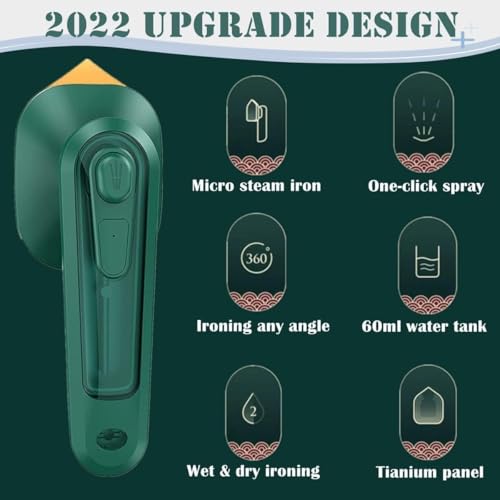 Image of DRUMSTONE (Luxurious 5 Year Warranty) Portable Mini Steam Iron for Clothes - Handheld Stainless Steel Garment Steamer, Compact Travel-Friendly Fabric Press for Home, Office & Daily Use MULTICOLOR