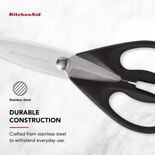 KitchenAid All Purpose Kitchen Shears with Protective Sheath Durable Stainless Steel Scissors, Dishwasher Safe, Soft Grip Comfort Handle, 8.72 Inch, Black image 6