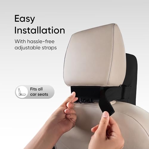 Image of Frido Premium Car Neck Rest Pillow with Ergonomic Memory Foam Headrest Cushion and Luxe Leatherette Cover, Comfortable Neck Support for Driving, Relieves Neck Pain for Long Drives and Travel | Black