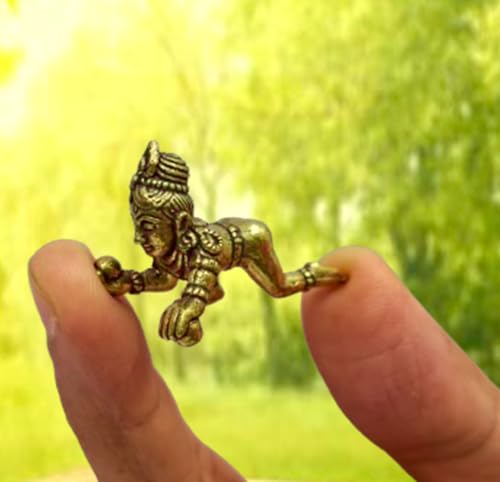 Estatua miniatura de latón Laddu Gopal Baby Krishna