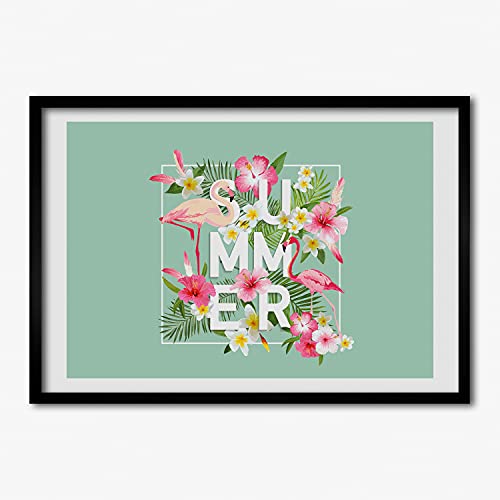 Cadre MDF 70x50 cm Tulup avec photo de flamants roses pour décoration murale moderne