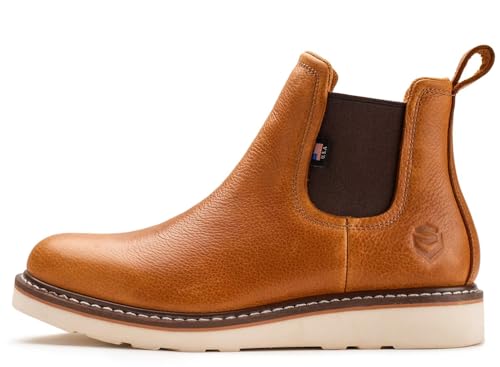 Image of SUREWAY 6 inch Mens Slip On Chlesea Work Boots for Men-Soft Toe,Goodyear Welt,Extremely Comfortable Durable Proved,Superior Oil /Slip Resistant,Thicker Leather,EH Safety Industrial Construction Boots 607 LT-BN