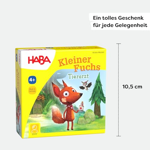 HABA Kleiner Fuchs Tierarzt – Würfelspiel für Kinder ab 4 Jahren – Spielerisch Tiere heilen mit Medikamenten & Würfeln – Fördert Empathie, 2–4 Spieler – 1302797001