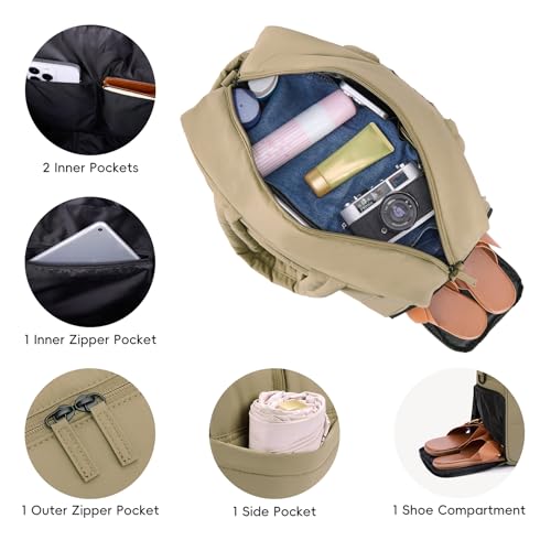Image of CLUCI Weekender Travel Bag for Women Puffer Tote Bag Carry On Duffle Overnight Bags with Shoe Compartment