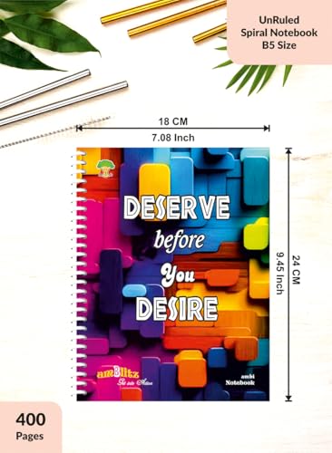 Image of amblitz Spiral Notebook | 18 X 24 CM | B5 Size | School /College Students's Choice for Note Making | 70 GSM Thick White Paper | Diary Size | Personal & Office Use | (400 Pages, UNRULED Notebook)