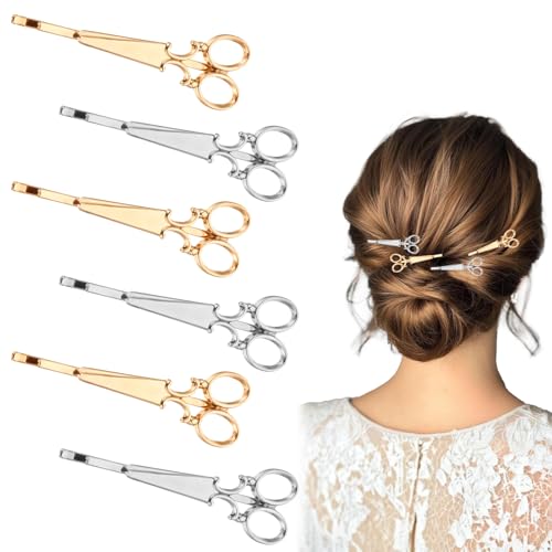 Hair Stylist Gifts 6 Scissor Hair Clips, Barrettes, Pins for Women Girl, Hairdresser, Dresser and...