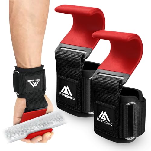 Flintronic Crochets d'haltérophilie, 8 cm de Néoprène Rembourré Bandage Poignet, Crochet Musculation pour Hommes et Femmes, pour Powerlifting, Levage et Tirage de...